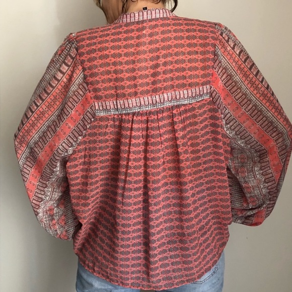 SOLD Lucky Brand Boho Long Sleeves Blouse Top - Picture 2 of 5
